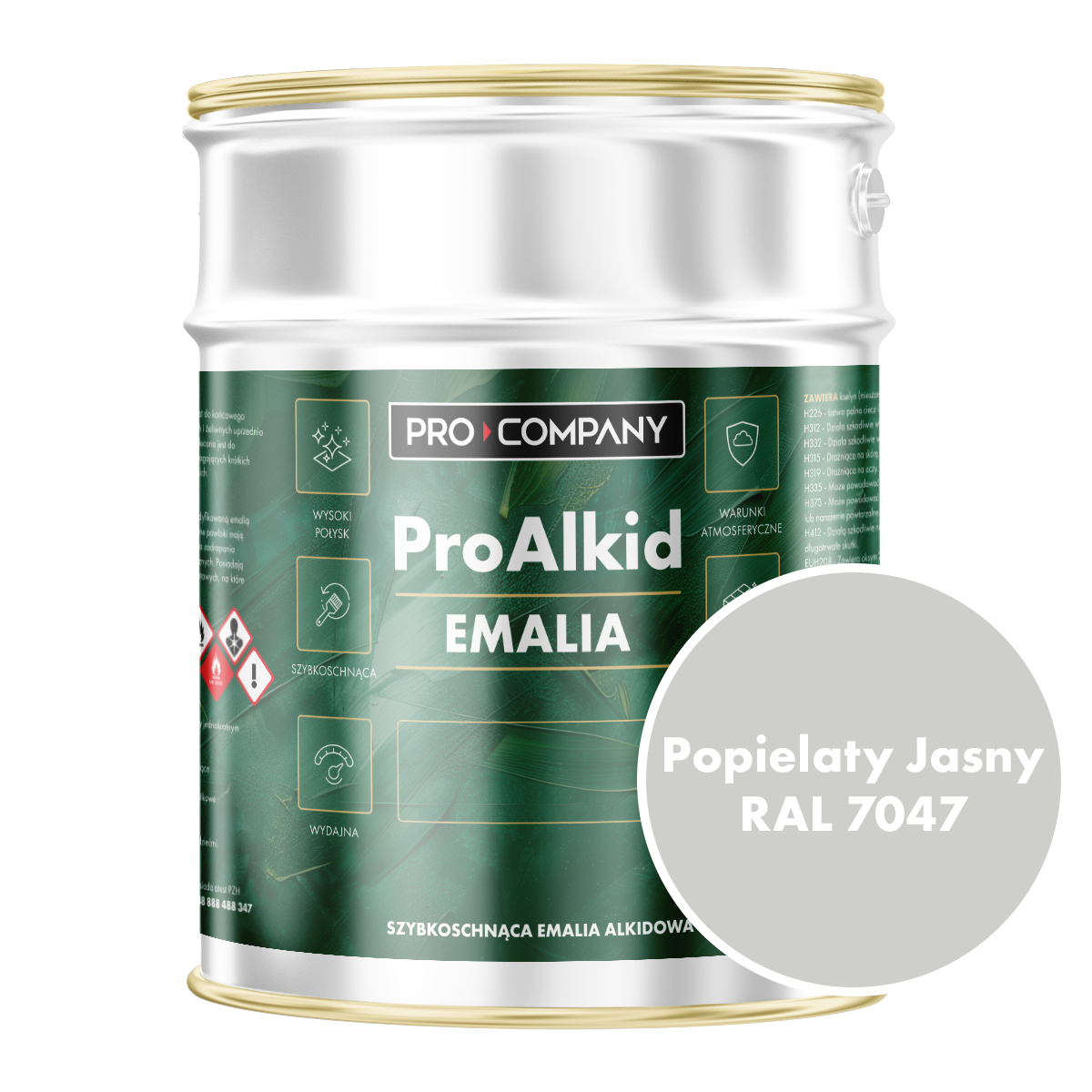 PRO ALKID szybkoschnąca emalia alkidowa 5l Popielaty jasny RAL 7047