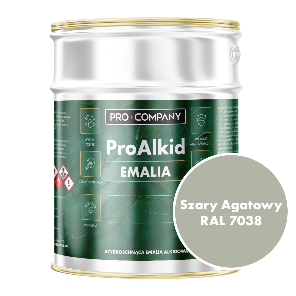 PRO ALKID szybkoschnąca emalia alkidowa 3l Szary agatowy RAL 7038