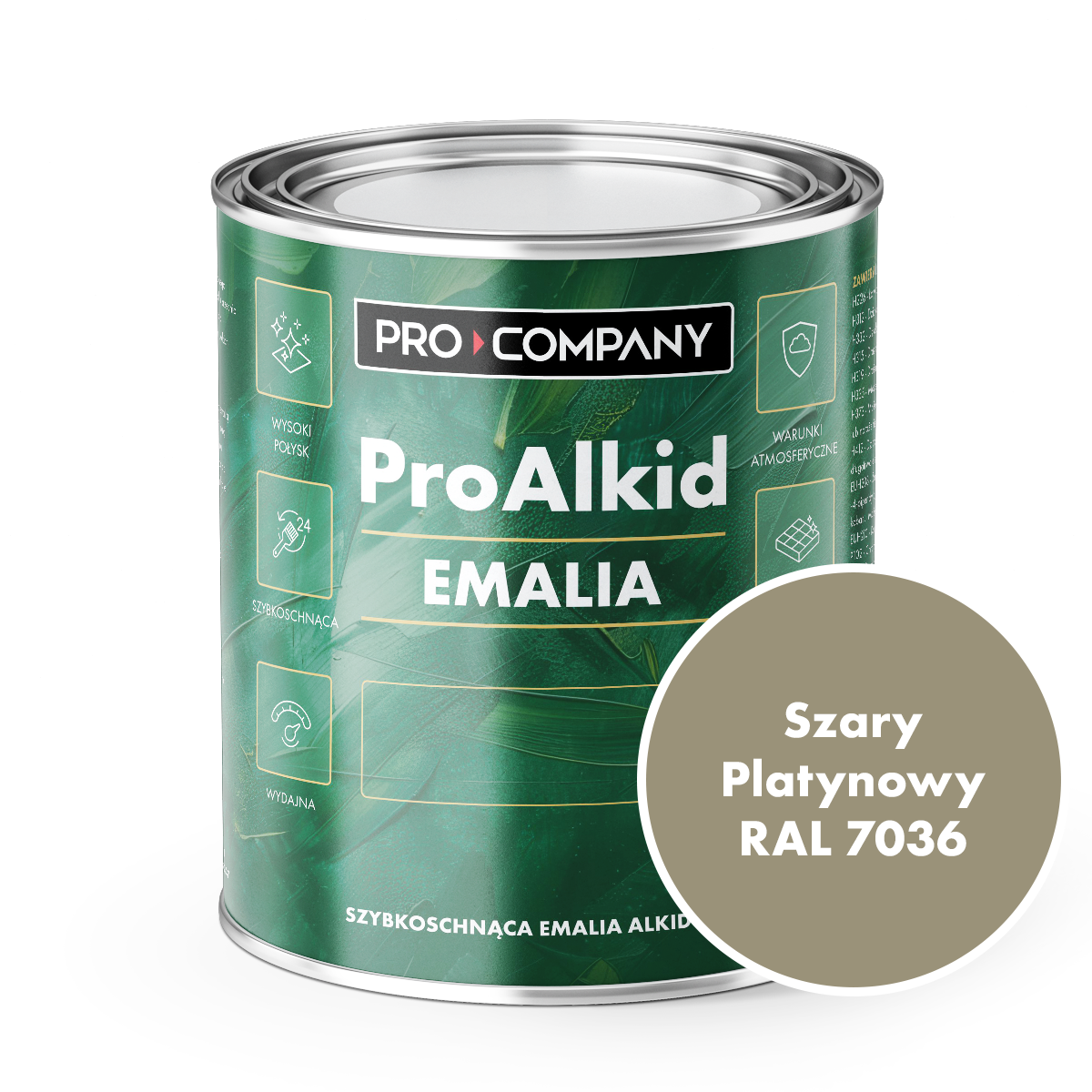 PRO ALKID szybkoschnąca emalia alkidowa 1l Szary platynowy RAL 7036