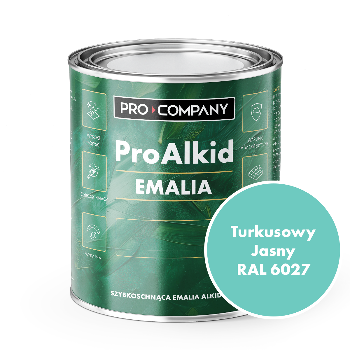 PRO ALKID szybkoschnąca emalia alkidowa 1l Turkusowy jasny RAL 6027