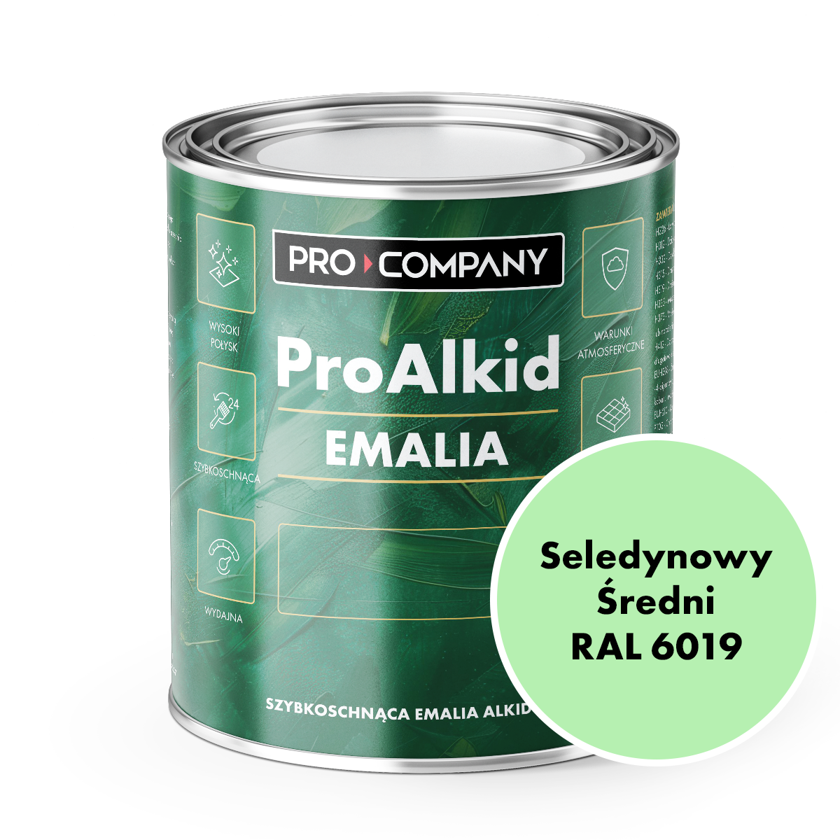 PRO ALKID szybkoschnąca emalia alkidowa 1l Seledynowy średni RAL 6019