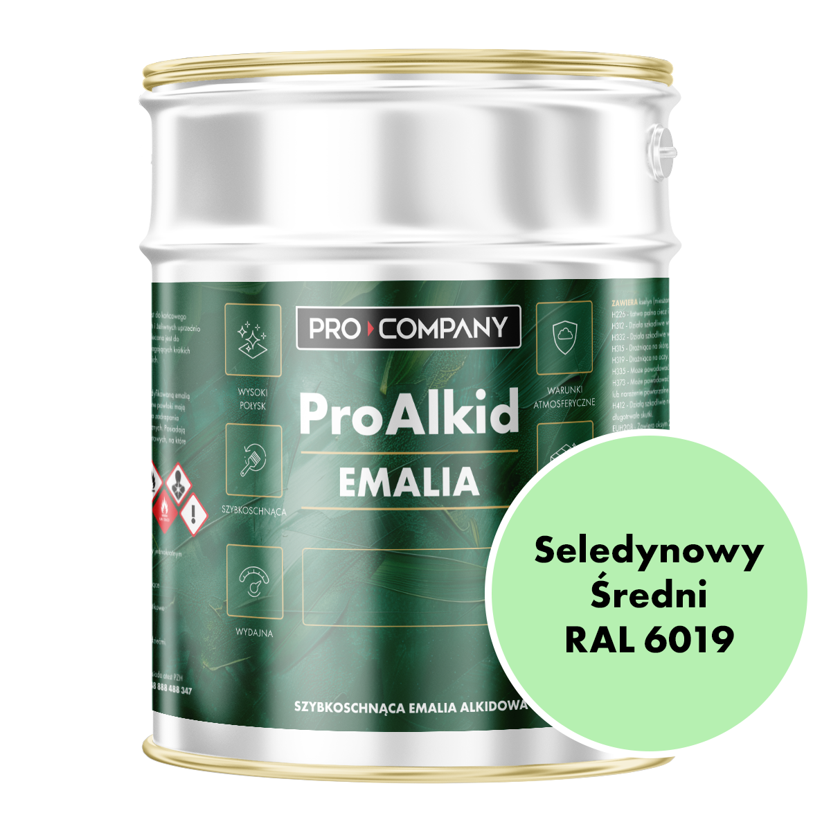 PRO ALKID szybkoschnąca emalia alkidowa 3l Seledynowy średni RAL 6019