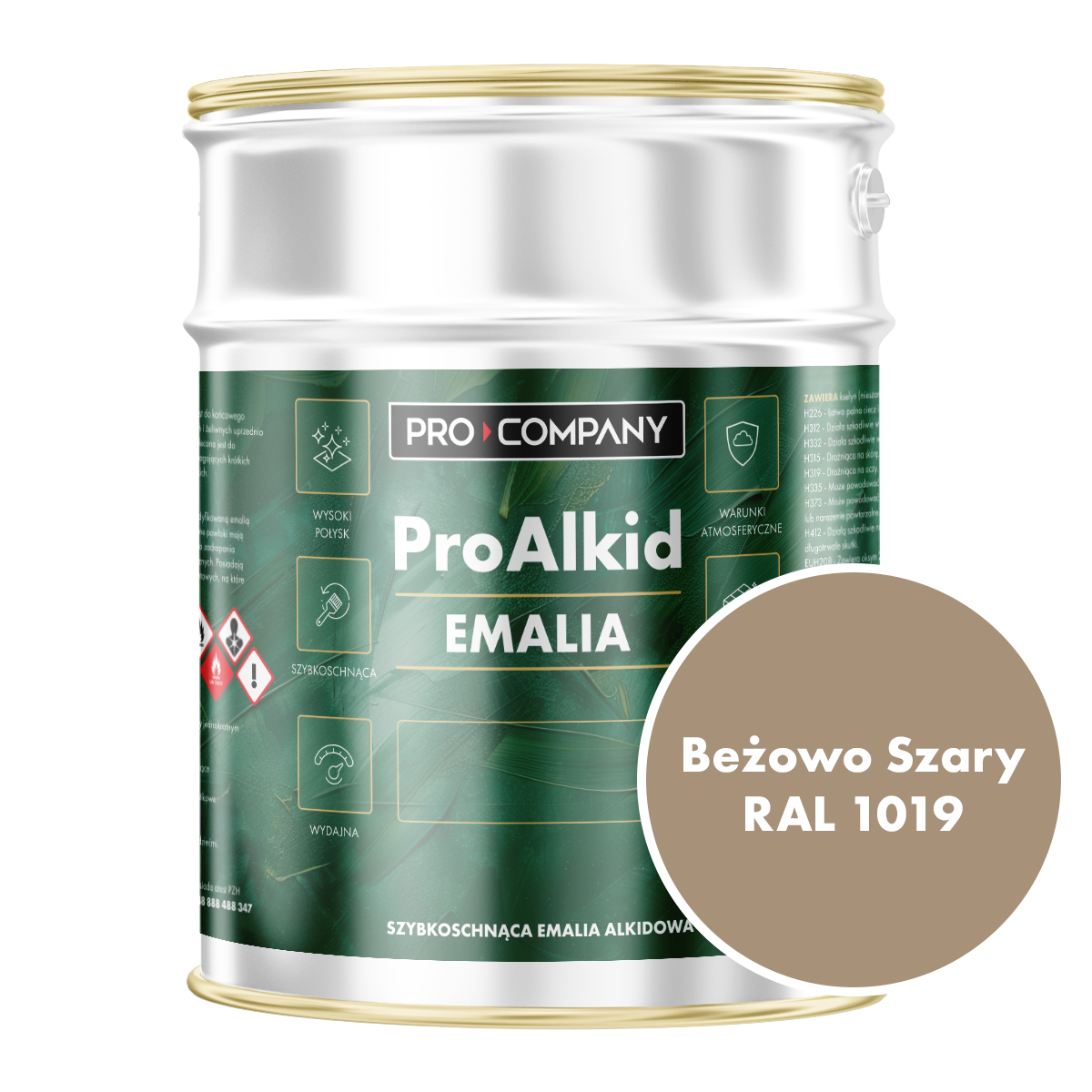 PRO ALKID szybkoschnąca emalia alkidowa 10l Beżowo szary RAL 1019