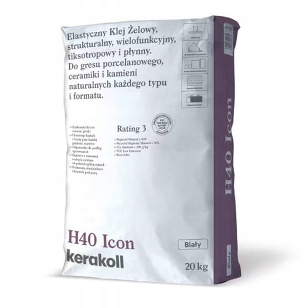 KERAKOLL ELASTYCZNY KLEJ ŻELOWY H40 ICON BIAŁY 20KG