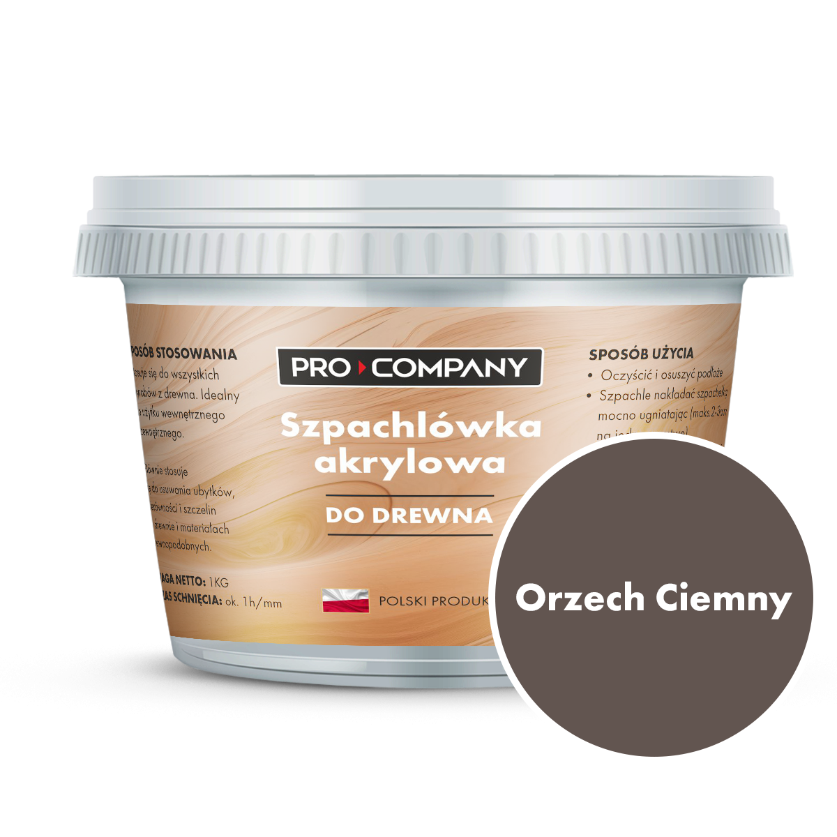 PRO Company Szpachla do drewna 1kg Orzech ciemny