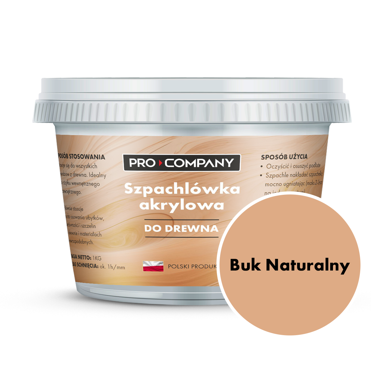 PRO Company Szpachla do drewna 1kg Buk naturalny