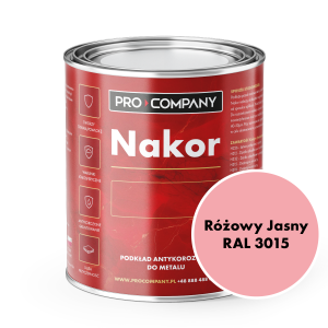 NAKOR Profesjonalny szybkoschnący podkład antykorozyjny 1l Różowy Jasny RAL 3015