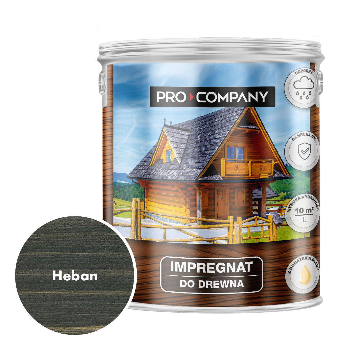 Pro Company Impregnat ochronny do drewna z dodatkiem oleju 2,5L Heban