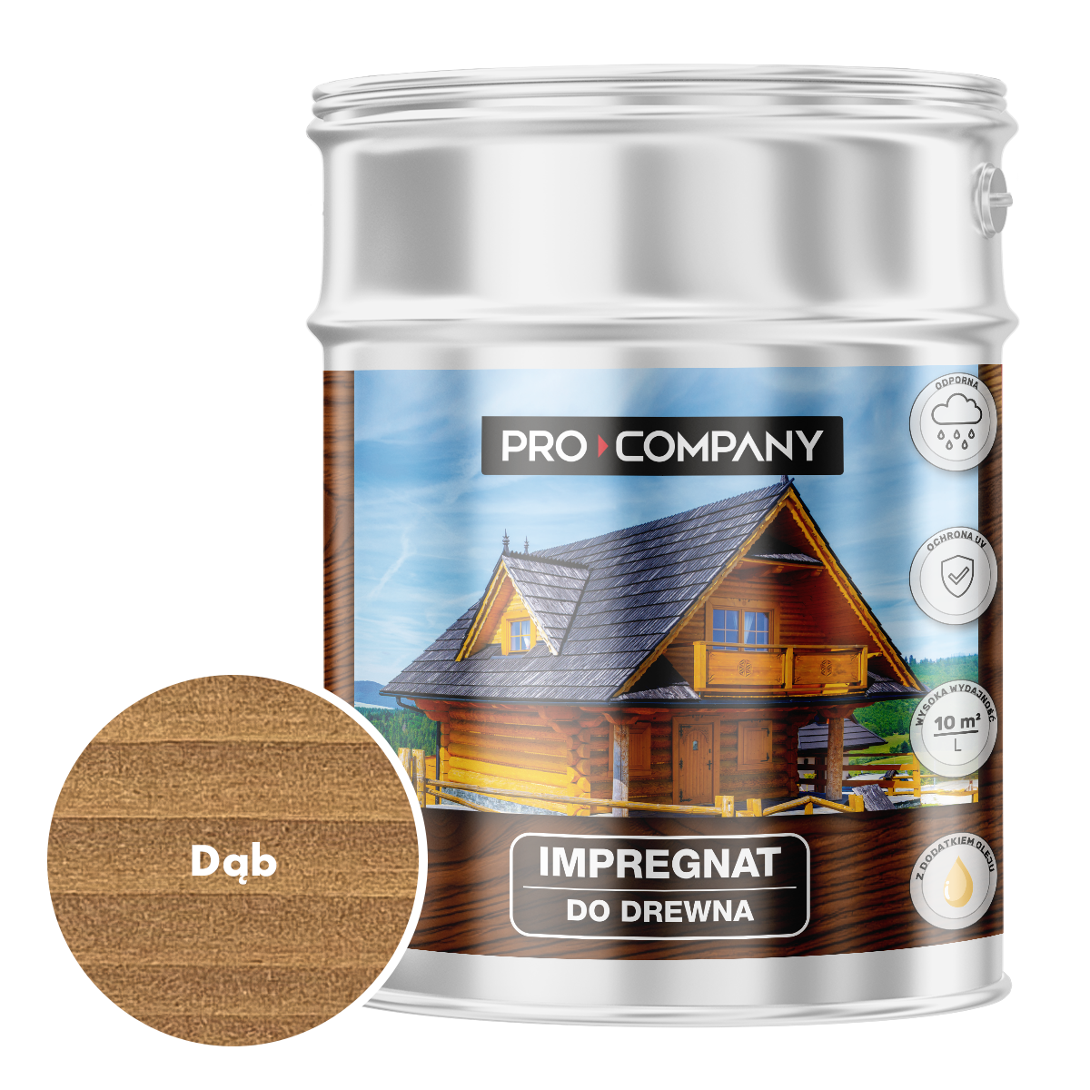 Pro Company Impregnat ochronny do drewna z dodatkiem oleju 9L Dąb