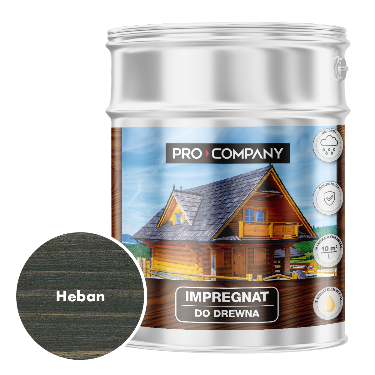 Pro Company Impregnat ochronny do drewna z dodatkiem oleju 9L Heban