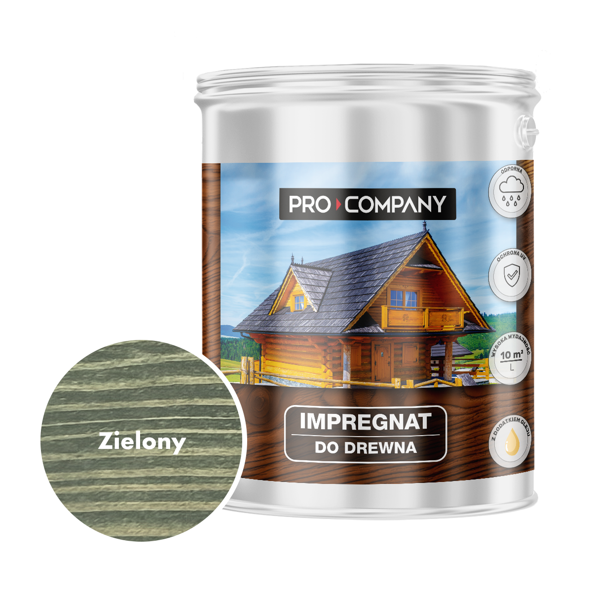 Pro Company Impregnat ochronny do drewna z dodatkiem oleju 4,5L Zielony