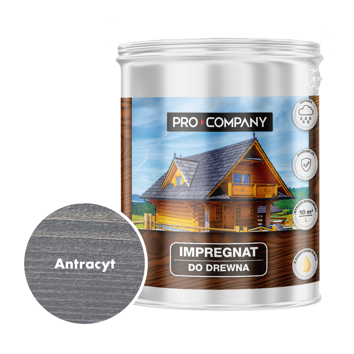 Pro Company Impregnat ochronny do drewna z dodatkiem oleju 4,5L Antracyt