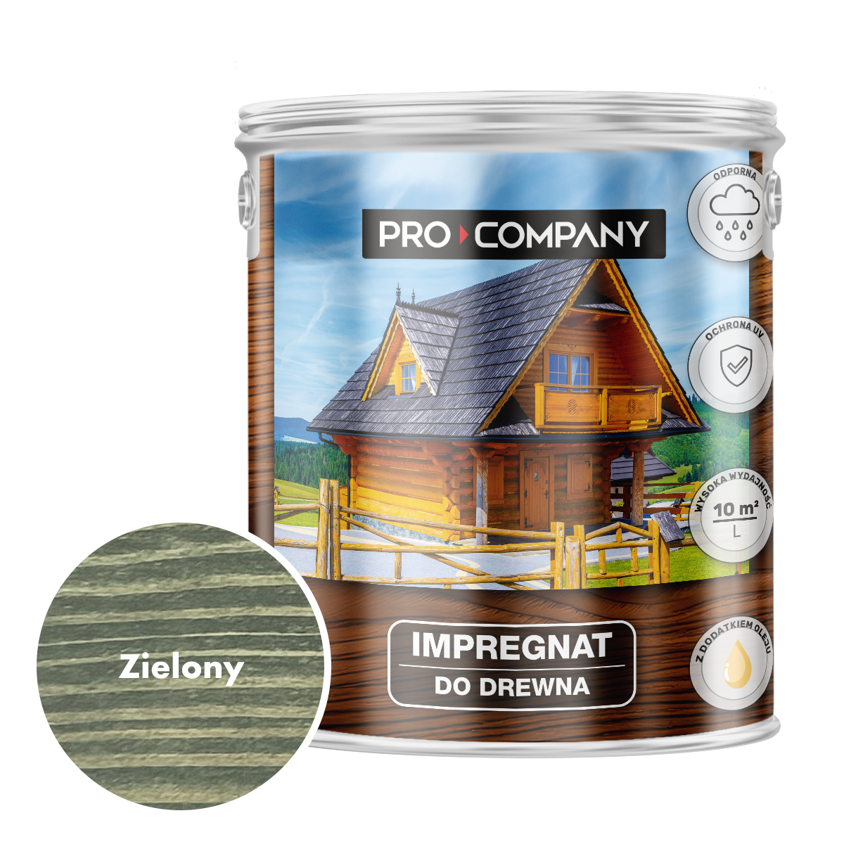 Pro Company Impregnat ochronny do drewna z dodatkiem oleju 2,5L Zielony