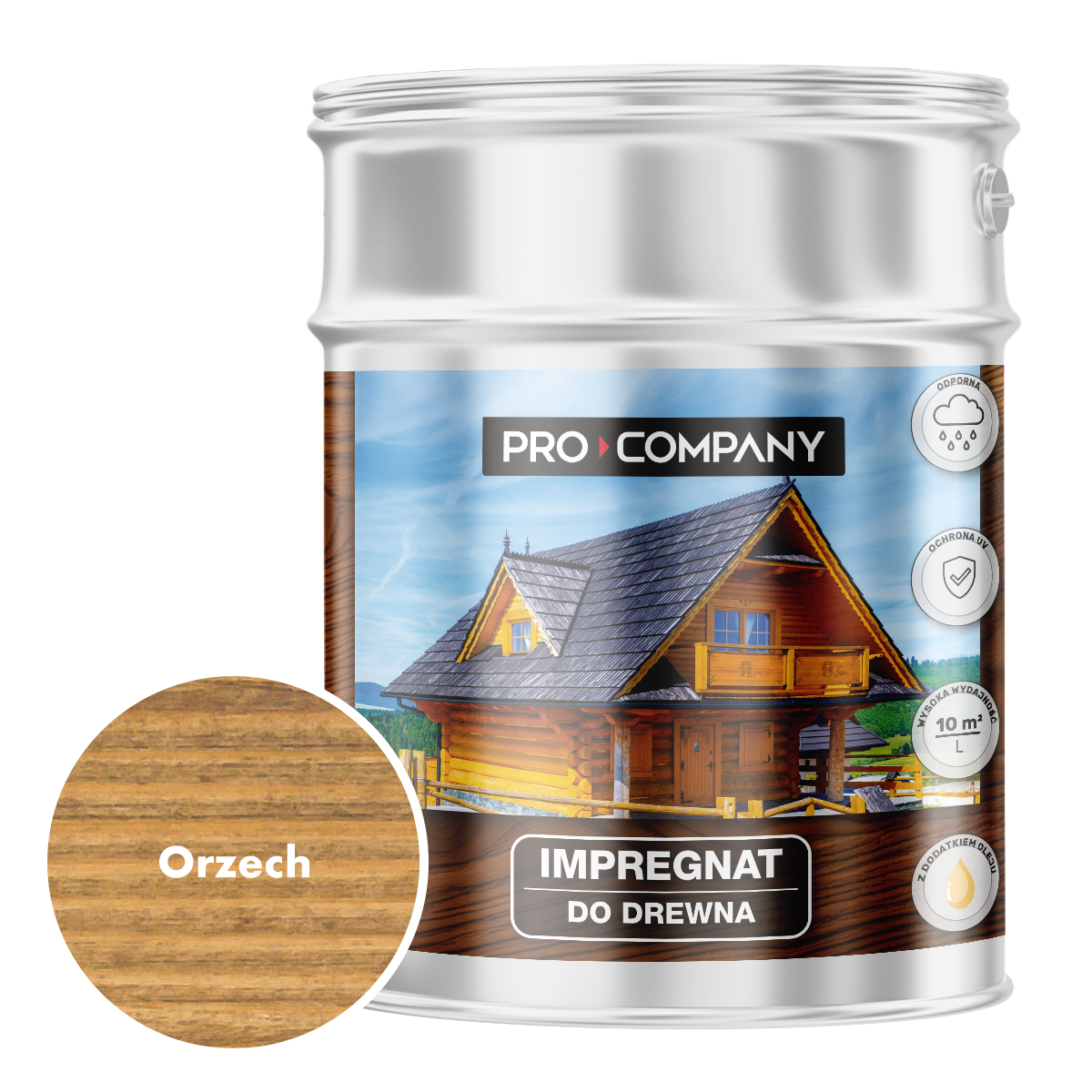 Pro Company Impregnat ochronny do drewna z dodatkiem oleju 9L Orzech