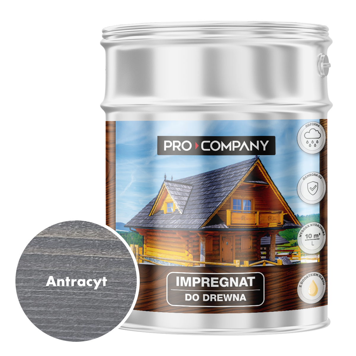 Pro Company Impregnat ochronny do drewna z dodatkiem oleju 9L Antracyt