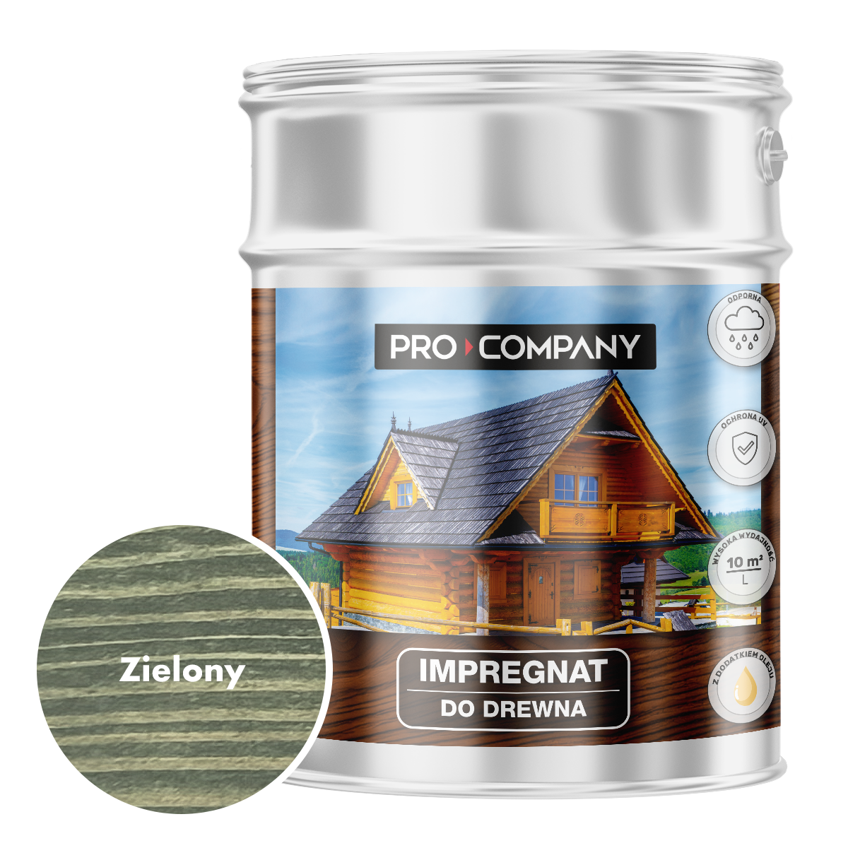 Pro Company Impregnat ochronny do drewna z dodatkiem oleju 9L Zielony