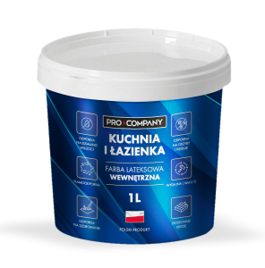 Pro Company Farba lateksowa plamoodporna Kuchnia Łazienka 1L Biały mat