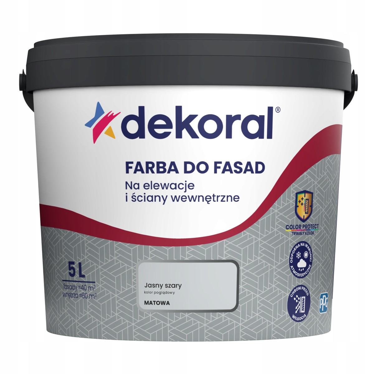  Dekoral Polinit Farba do fasad, zewnętrzna, fasadowa 5L Jasny Szary
