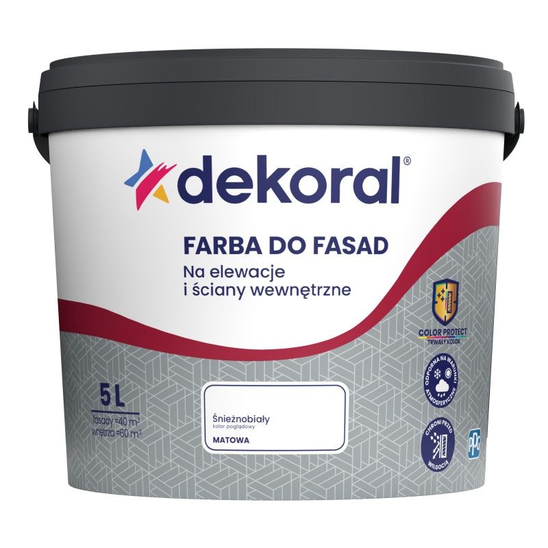 Dekoral Polinit Farba do fasad, zewnętrzna, fasadowa 5L Biały