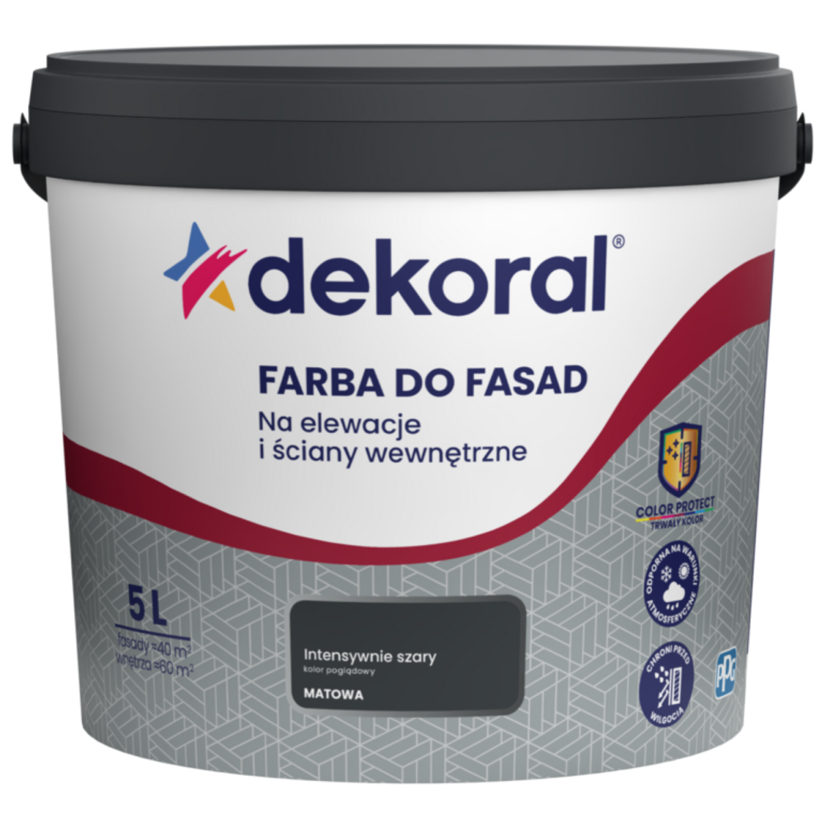 Dekoral Polinit Farba do fasad, zewnętrzna, fasadowa 5L Intensywnie Szary
