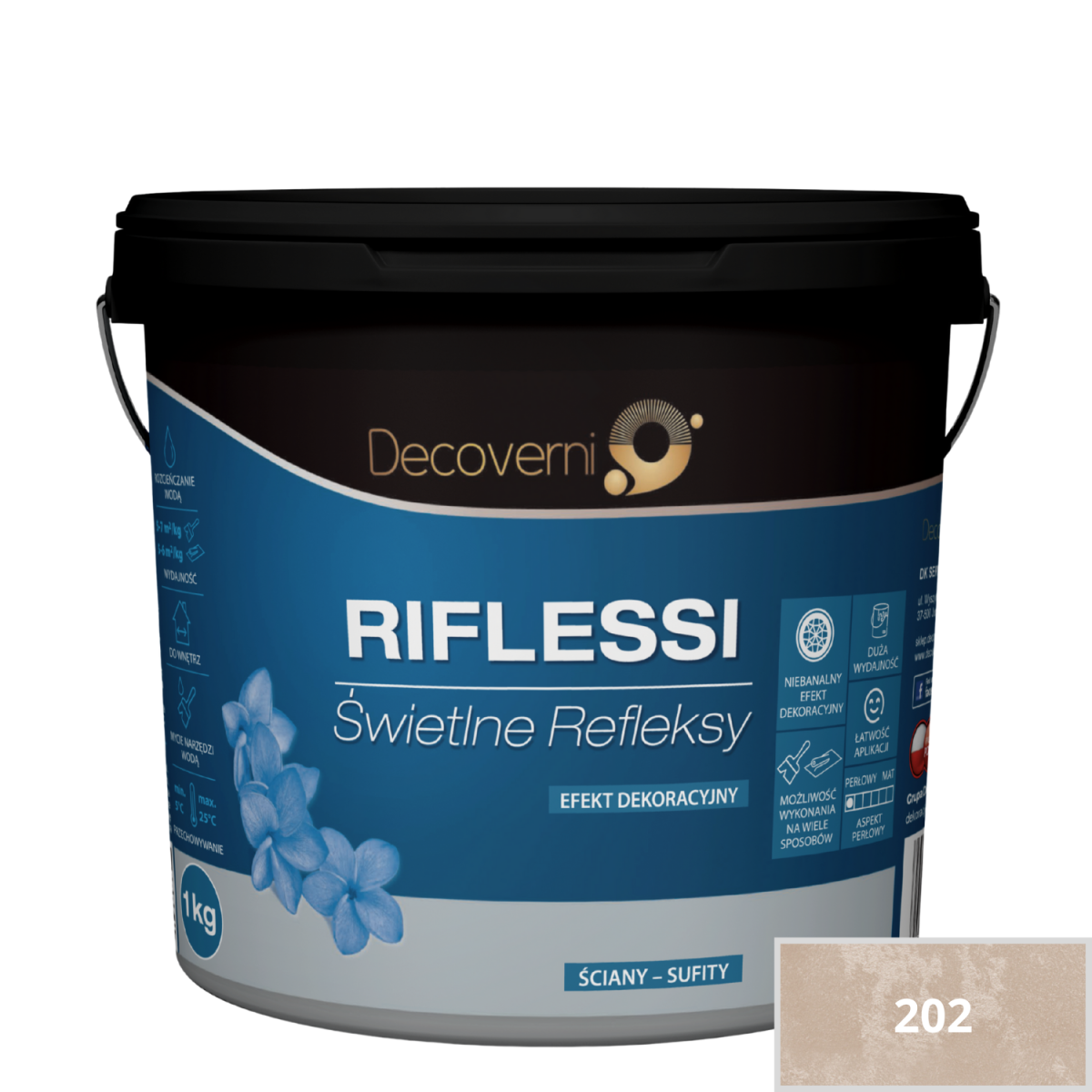 DECOVERNI RIFLESSI 202 Farba metaliczna 1 kg plus grunt 1,5kg