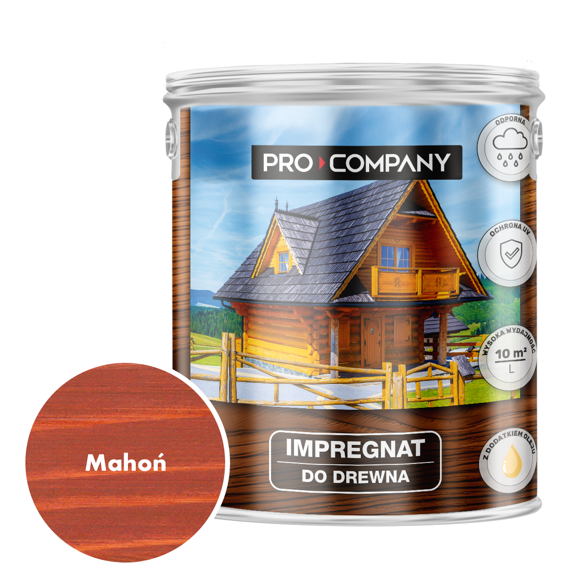 Pro Company Impregnat ochronny do drewna z dodatkiem oleju 2,5L Mahoń
