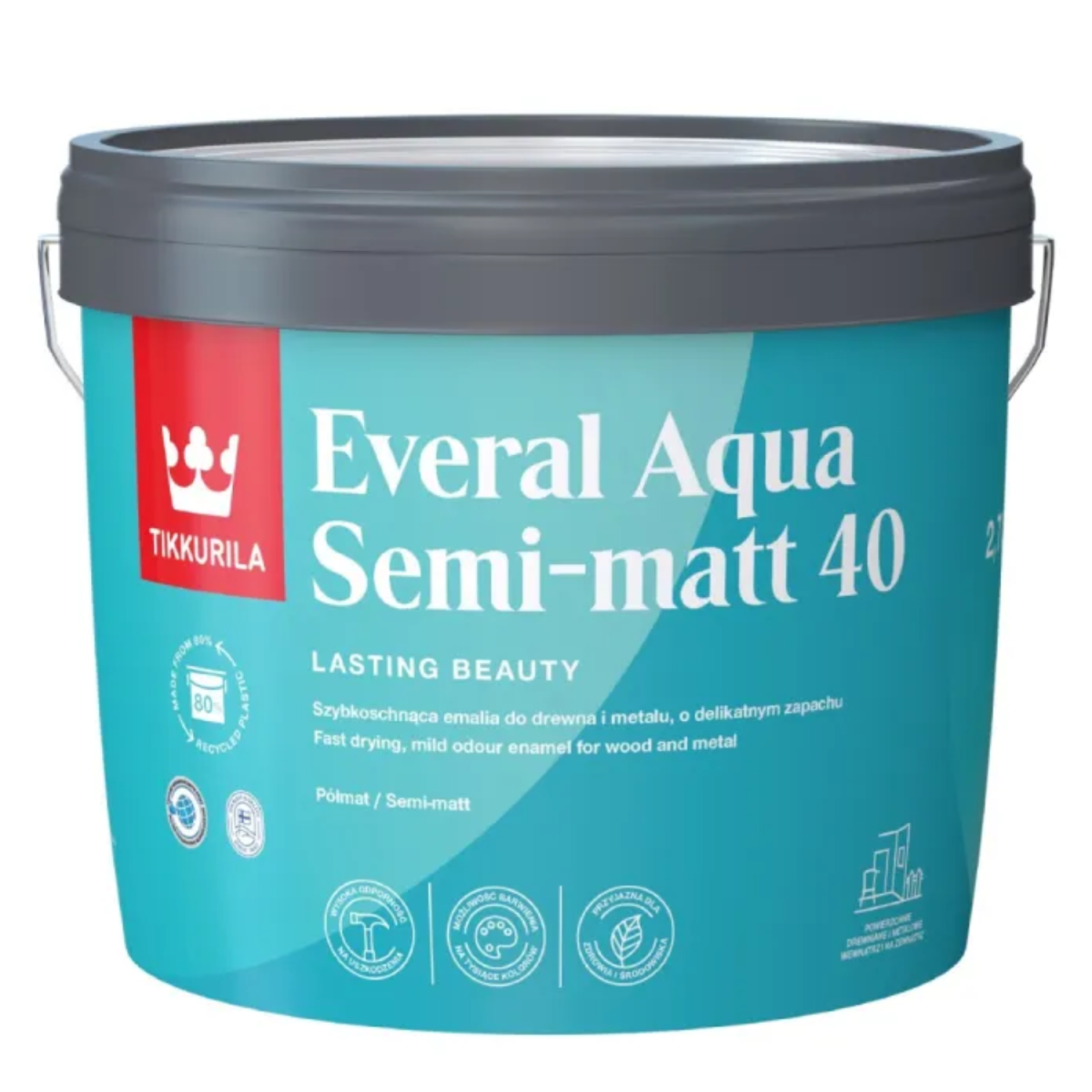 TIKKURILA Everal Aqua Semi Matt [40]  2,7L KOLOR NIEBIESKI PASTELOWY RAL 5024