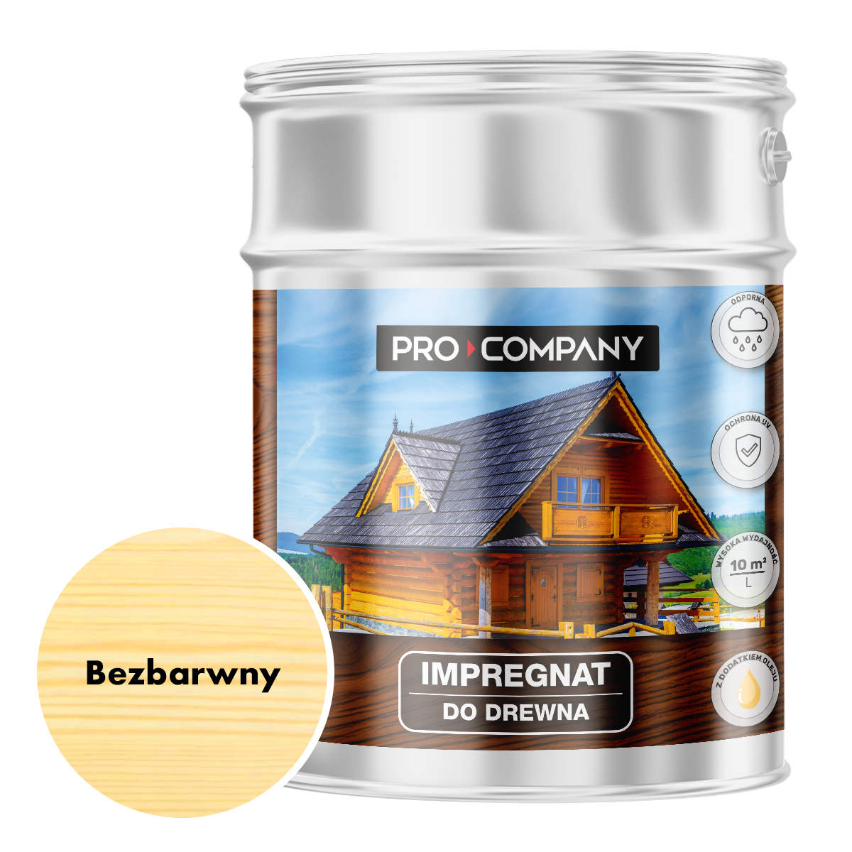 Pro Company Impregnat ochronny do drewna z dodatkiem oleju 9L Bezbarwny