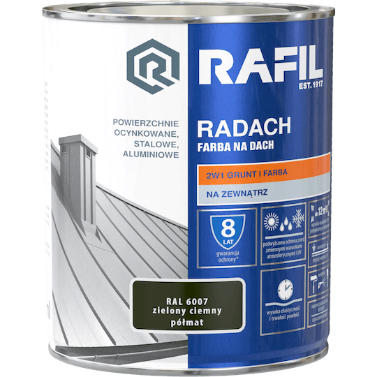 Radach 0,75L Zielony ciemny RAL 6007 Farba na dach Półmat