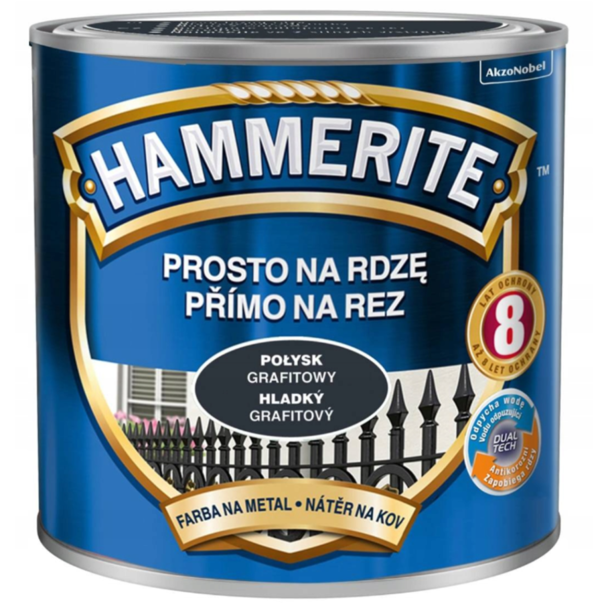 Farba Hammerite Prosto Na Rdzę grafitowy połysk 0,25L