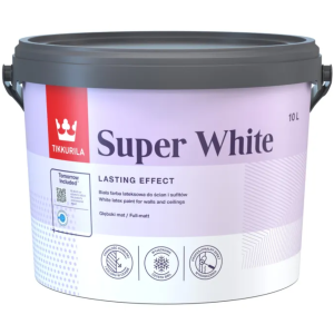 Biała farba lateksowa do ścian i sufitów Tikkurila Super White 10L