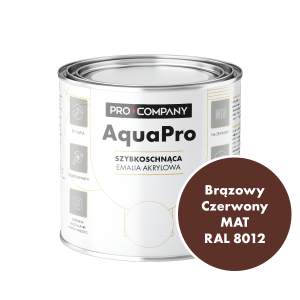 Szybkoschnąca uniwersalna emalia akrylowa Aqua Pro Brązowy Czerwony MAT RAL 8012 0,7L