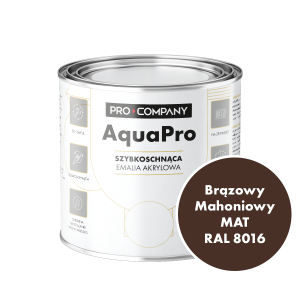 Szybkoschnąca uniwersalna emalia akrylowa Aqua Pro Brązowy Mahoniowy MAT RAL 8016 0,7L