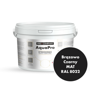 Szybkoschnąca uniwersalna emalia akrylowa Aqua Pro Brązowo Czarny MAT RAL 8022 2,7L