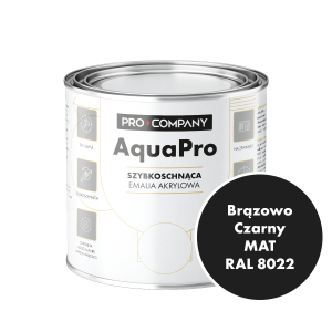 Szybkoschnąca uniwersalna emalia akrylowa Aqua Pro Brązowo Czarny MAT RAL 8022 0,7L
