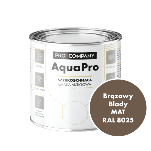 Szybkoschnąca uniwersalna emalia akrylowa Aqua Pro Brązowy Blady MAT RAL 8025 0,7L