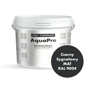 Szybkoschnąca uniwersalna emalia akrylowa Aqua Pro Czarny Sygnałowy MAT RAL 9004 9L
