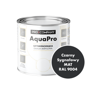 Szybkoschnąca uniwersalna emalia akrylowa Aqua Pro Czarny Sygnałowy MAT RAL 9004 0,7L