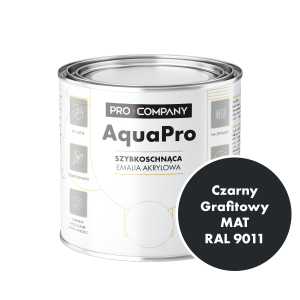 Szybkoschnąca uniwersalna emalia akrylowa Aqua Pro Czarny Grafitowy MAT RAL 9011 0,7L