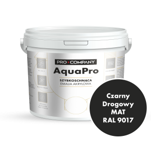 Szybkoschnąca uniwersalna emalia akrylowa Aqua Pro Czarny Drogowy MAT RAL 9017 9L