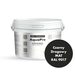 Szybkoschnąca uniwersalna emalia akrylowa Aqua Pro Czarny Drogowy MAT RAL 9017 2,7L