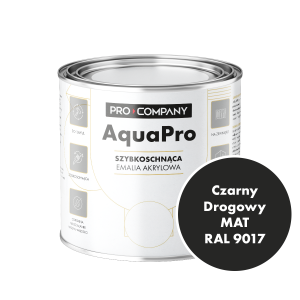 Szybkoschnąca uniwersalna emalia akrylowa Aqua Pro Czarny Drogowy MAT RAL 9017 0,7L