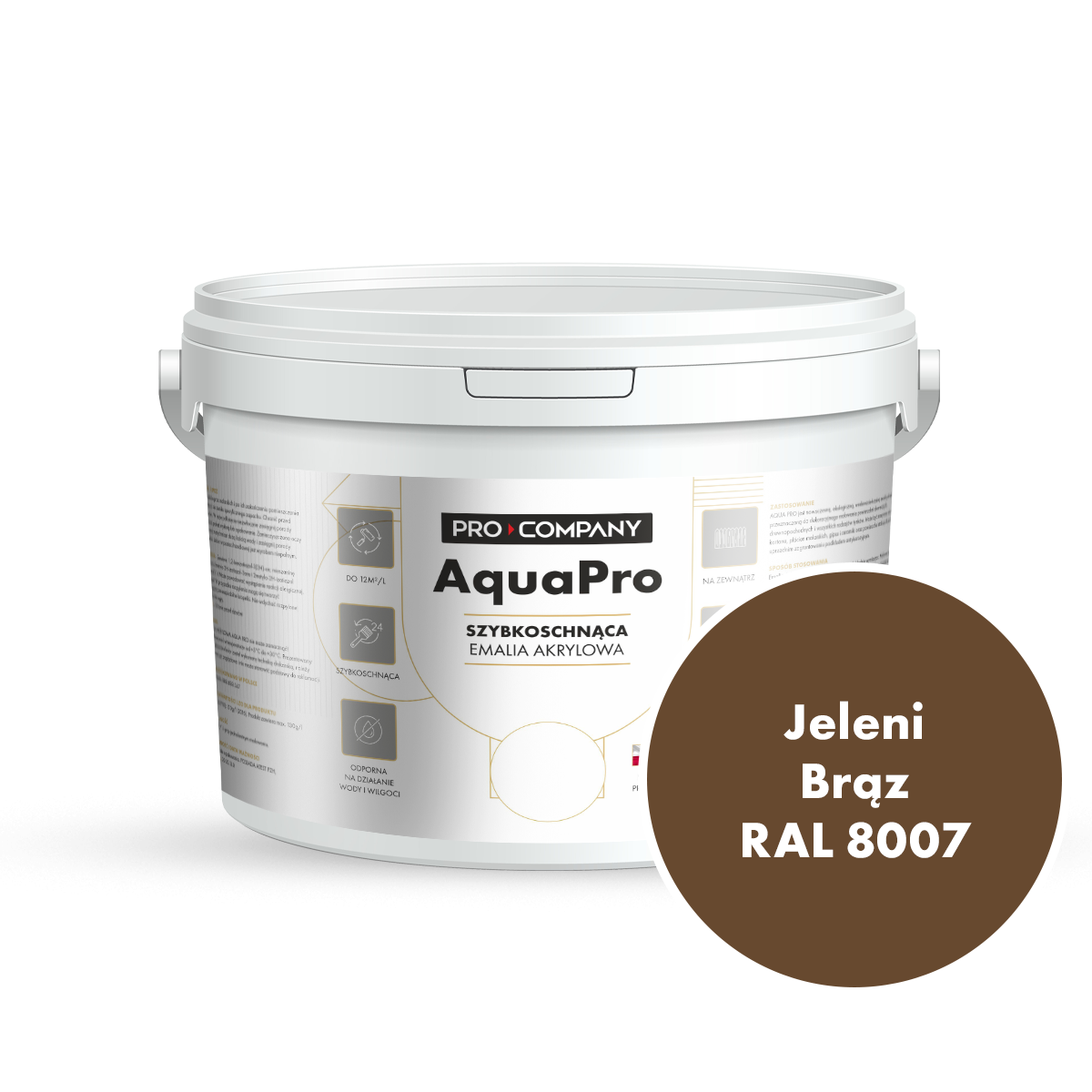 Szybkoschnąca uniwersalna emalia akrylowa Aqua Pro Jeleni Brąz RAL 8007 2,7L