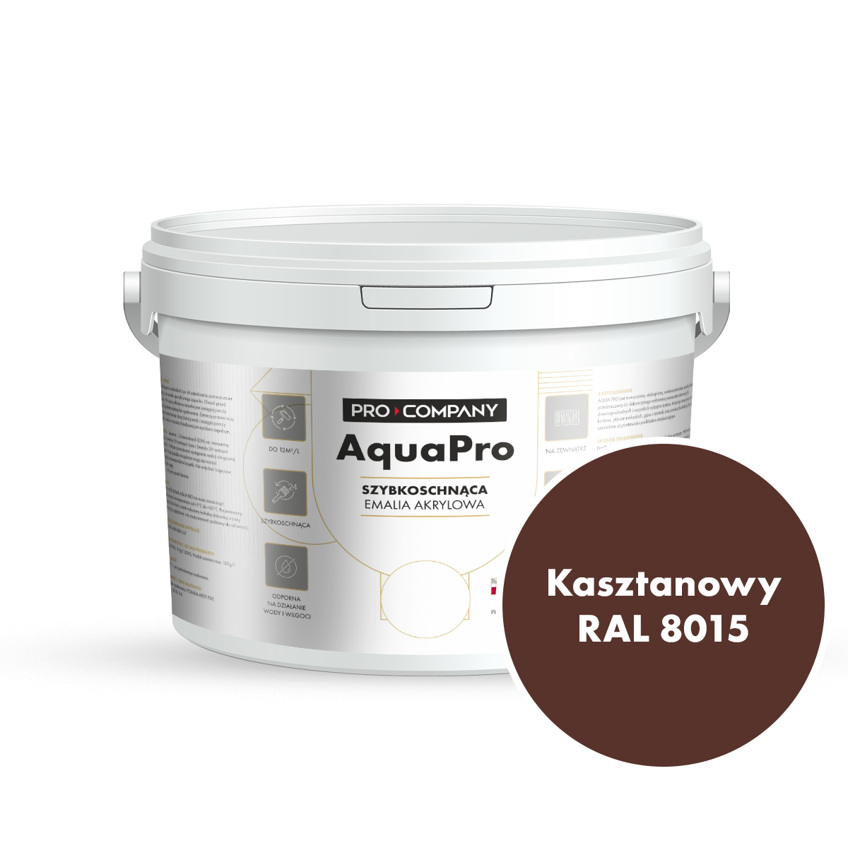 Szybkoschnąca uniwersalna emalia akrylowa Aqua Pro Kasztanowy RAL 8015 2,7L