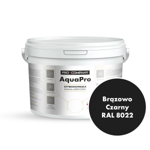 Szybkoschnąca uniwersalna emalia akrylowa Aqua Pro Brązowo Czarny RAL 8022 2,7L