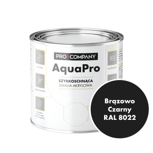 Szybkoschnąca uniwersalna emalia akrylowa Aqua Pro Brązowo Czarny RAL 8022 0,7L