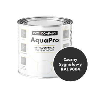 Szybkoschnąca uniwersalna emalia akrylowa Aqua Pro Czarny Sygnałowy RAL 9004 0,7L