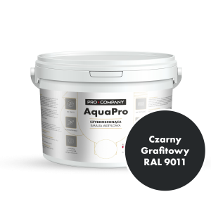 Szybkoschnąca uniwersalna emalia akrylowa Aqua Pro Czarny Grafitowy RAL 9011 2,7L
