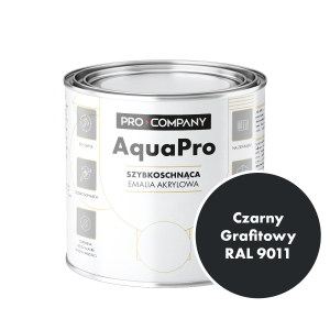 Szybkoschnąca uniwersalna emalia akrylowa Aqua Pro Czarny Grafitowy RAL 9011 0,7L 