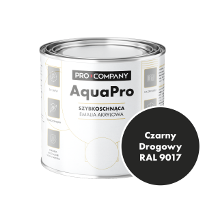 Szybkoschnąca uniwersalna emalia akrylowa Aqua Pro Czarny Drogowy RAL 9017 0,7L